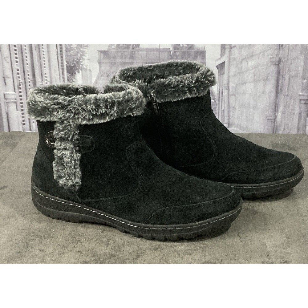Khombu Womens Iris Zip Up Winter Boots Black Suede Size 9